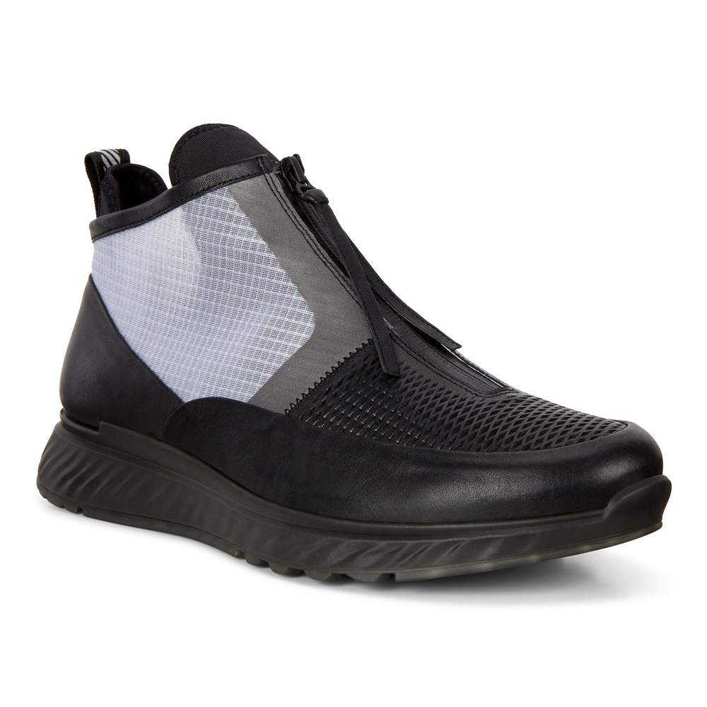 Mens Sneakers - ECCO St.1 Ankles - Black - 8095XIYFL